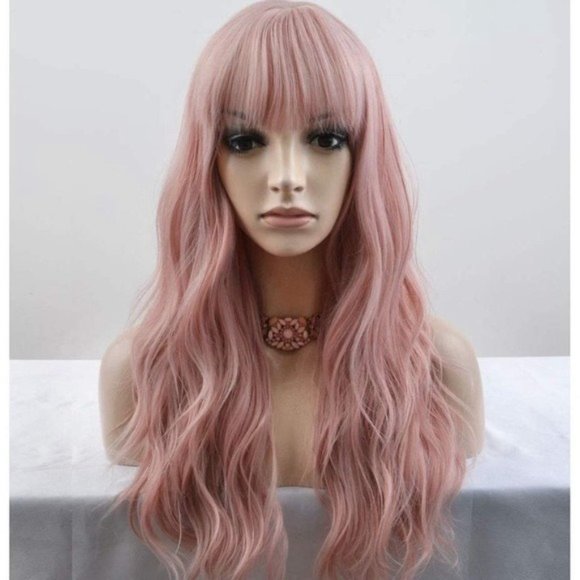 Long Pink  Curly Wigs - Picture 2 of 5